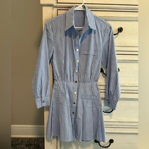 Blue Striped Button-Up Dress